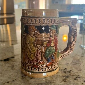 Embellished Ceramic Beer Stein Mug - Brown/Multicolor